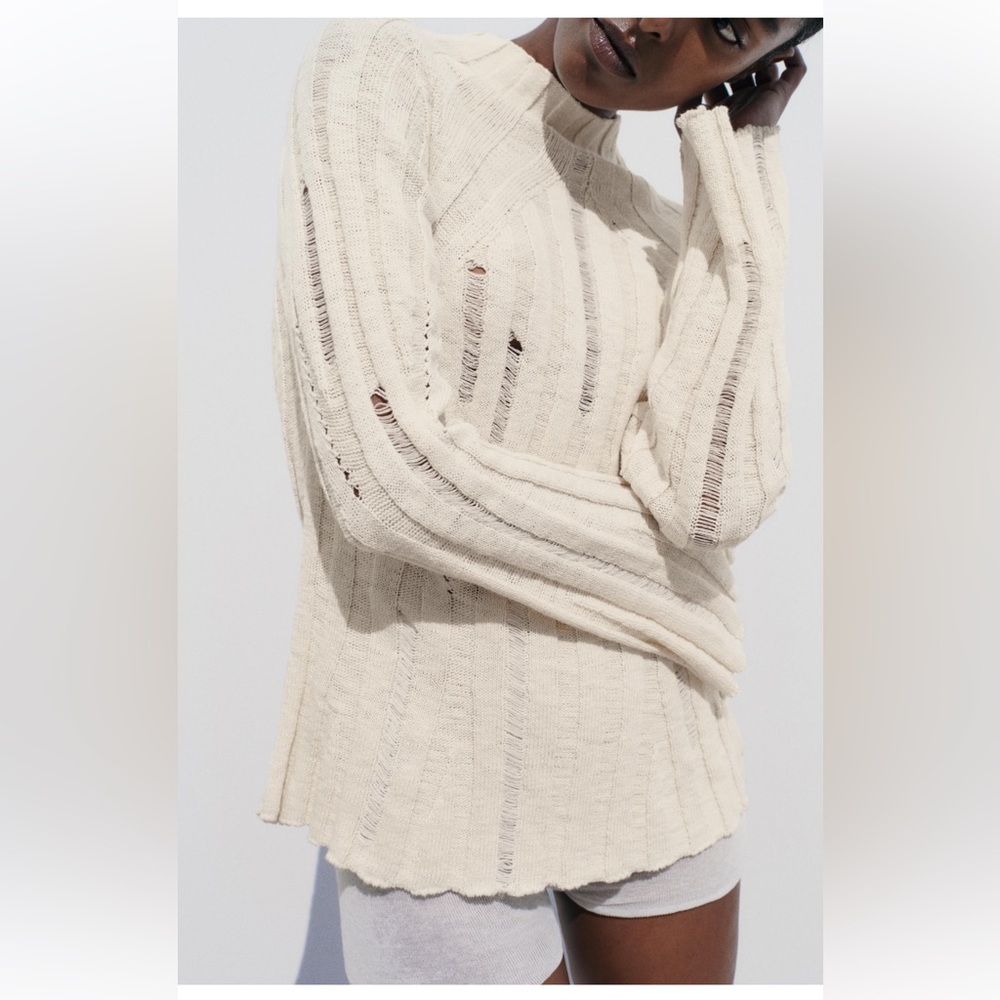 🎁Zara Ribbed Knit Cotton Sweater - New🎁 - Picture 12 of 15